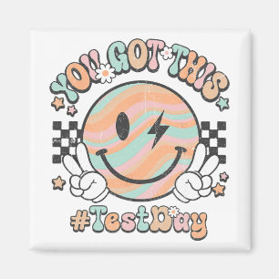 Groovy Smile Face Dit heb je Rock de testdag Magneet