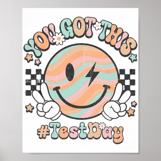 Groovy Smile Face Dit heb je Rock de testdag Poster (Voorkant)