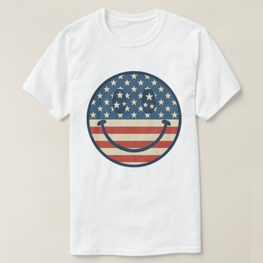 Groovy Smile Face USA Flag Day T-shirt | 14 juni (Design voorkant)