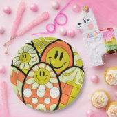 Groovy Smiley Face Easter Party Paper Plates Papieren Bordje (Feest)