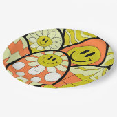 Groovy Smiley Face Easter Party Paper Plates Papieren Bordje (Gekanteld)
