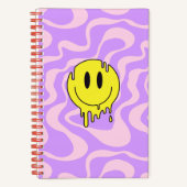 Groovy Smiley Face Notitieboek | Paarse tijdeverf (Voorkant)