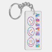 Groovy Smiley Face - Wees gelukkig Sleutelhanger (Voorkant Links)