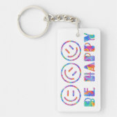 Groovy Smiley Face - Wees gelukkig Sleutelhanger (Voorkant)