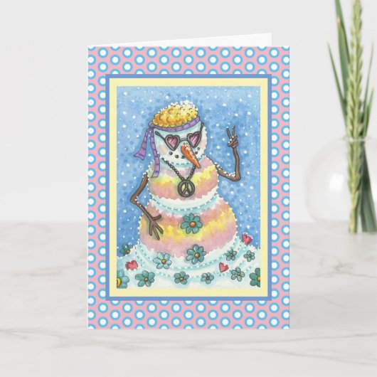 GROOVY SNOWMAN Peace CHRISTMAS WENSKAART V Feestdagen Kaart (Voorkant)