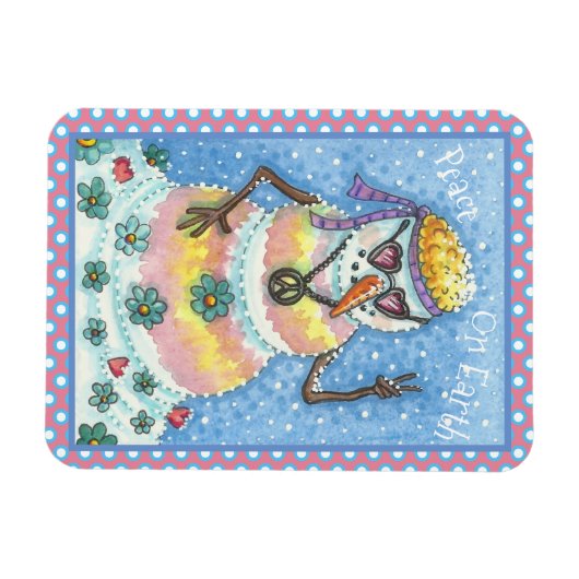 GROOVY SNOWMAN "PEACE ON AARTH" CHRISTMAS MAGNET MAGNEET (Horizontaal)