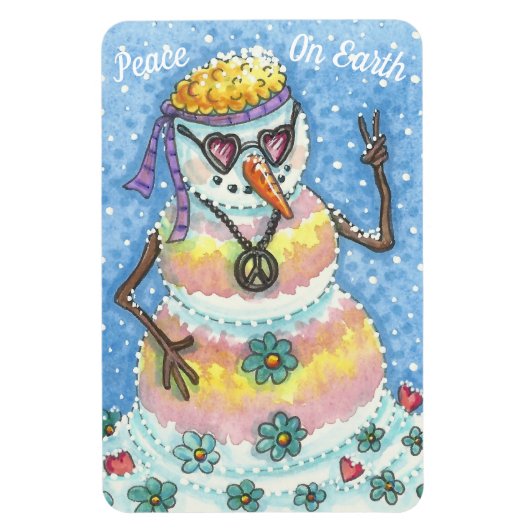 GROOVY SNOWMAN "PEACE ON AARTH" CHRISTMAS MAGNET MAGNEET (Verticaal)