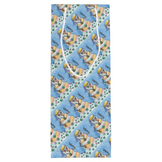GROOVY SNOWMAN, PEACE SIGN CHRISTMAS WINE GIFT BAG WIJN CADEAUTAS (Achterkant)