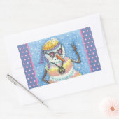 GROOVY SNOWMAN, PEACE SIGN KERST STICKERS Rec. (Envelop)