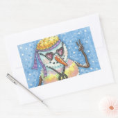 GROOVY SNOWMAN, PEACE SIGN KERST STICKERS Rec. (Envelop)