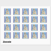 GROOVY SNOWMAN, PEACE SIGN KERST STICKERS Squ (Vel)