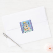 GROOVY SNOWMAN, PEACE SIGN KERST STICKERS Squ (Envelop)