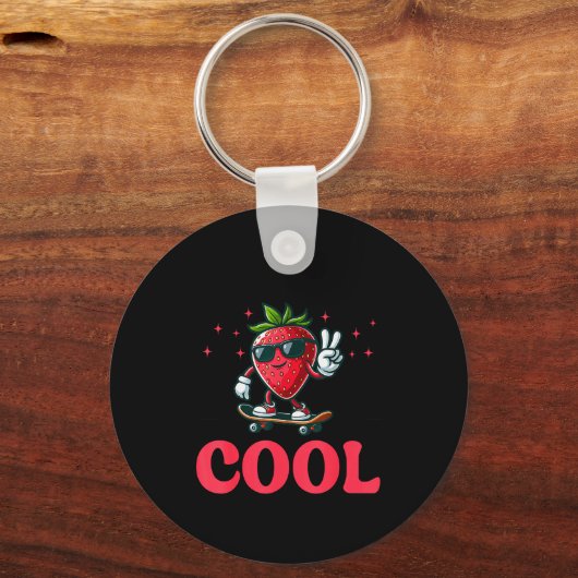 Groovy So Berry Cool Fruit Lover Strawberry Season Sleutelhanger (Voorkant)