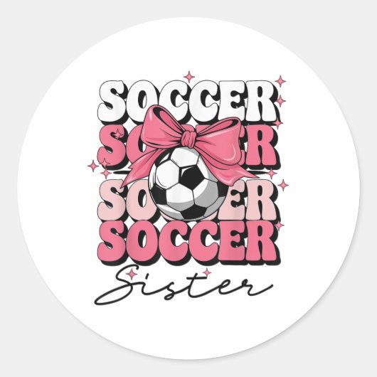 Groovy Soccer Sister Coquette Bow Soccer Ronde Sticker (Voorkant)