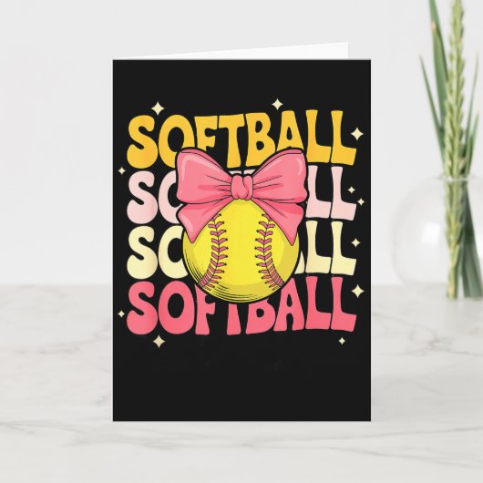 Groovy Softbal Coquette Boog Softbal Liefhebber So Kaart (Voorkant)