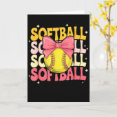 Groovy Softbal Coquette Boog Softbal Liefhebber So Kaart (Gele Bloem)
