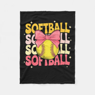 Groovy Softball Coquette Boog Softball Liefhebber  Fleece Deken