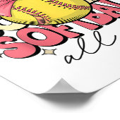 Groovy Softball Coquette Bow Softball Lover Softba Poster (Hoek)
