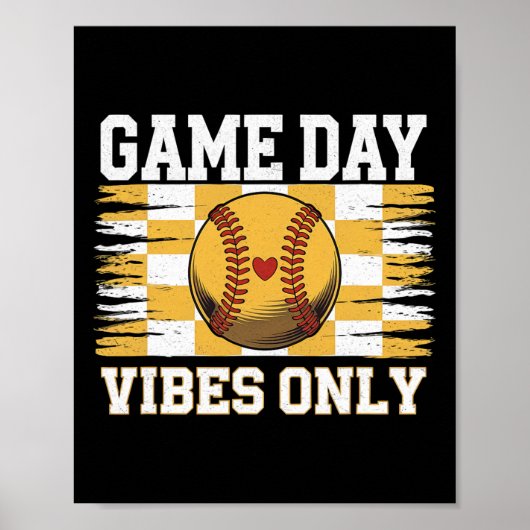 Groovy Softll Women Girls Softll Game Day Vibes  Poster (Voorkant)