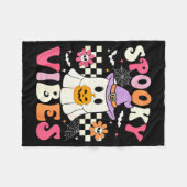 Groovy Soky Vibes Retro Ghost Holding Pumpkin Hall Fleece Deken (Voorkant (Horizontaal))