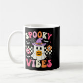 Groovy Soky Vibes Retro Ghost Holding Pumpkin Hall Koffiemok (Links)