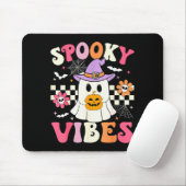 Groovy Soky Vibes Retro Ghost Holding Pumpkin Hall Muismat (Met muis)