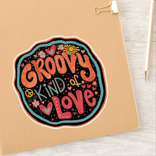 Groovy Soort Liefde Leuk Hippie Inspirivity Sticke Sticker