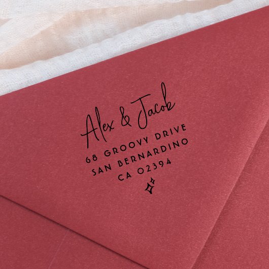 Groovy Sparkle Couples Namen & Retouradres Zelfinktende Stempel