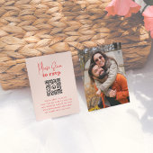 Groovy Sparkle Roze Foto QR Code Bruiloft RSVP Informatiekaartje