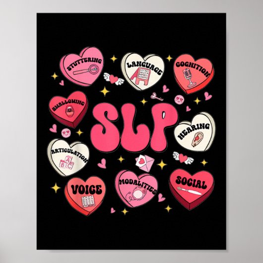 Groovy Speech Therapy Valentijnsdag Heart SLP Val Poster (Voorkant)
