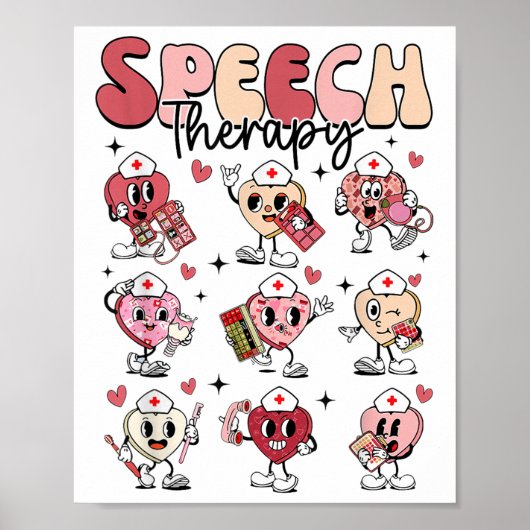 Groovy Speech Therapy Valentijnsdag Heart SLP Val Poster (Voorkant)
