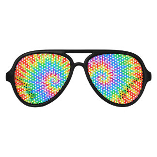 Groovy Spiral Rainbow Tie Dye Aviator Zonnebril
