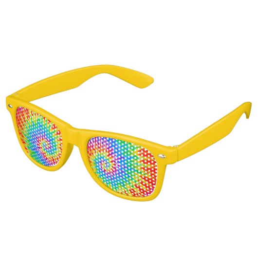 Groovy Spiral Rainbow Tie Dye Retro Zonnebril (Gekanteld)