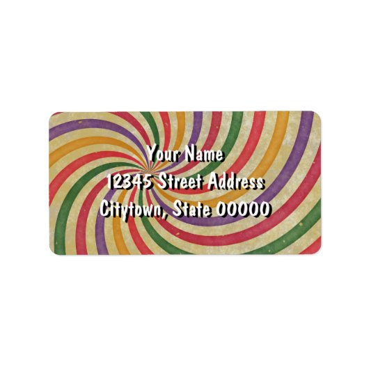 Groovy Spiral Sunbeam Ray Swirl Design Grungy Etiket (Voorkant)