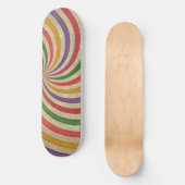 Groovy Spiral Sunbeam Ray Swirl Design Grungy Persoonlijk Skateboard (Voorkant)