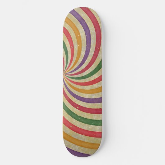 Groovy Spiral Sunbeam Ray Swirl Design Grungy Persoonlijk Skateboard (Voorkant)