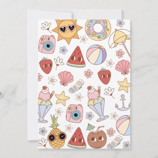 Groovy Splish Splash Beach Bash Verjaardag Kaart (Achterkant)