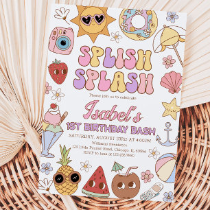 Groovy Splish Splash Beach Bash Verjaardag Kaart