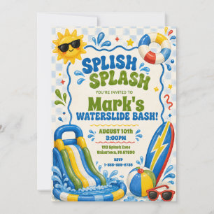 Groovy Splish Splash Glijbaan Verjaardag Kaart
