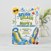 Groovy Splish Splash Glijbaan Verjaardag Kaart (Staand voorkant)