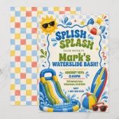 Groovy Splish Splash Glijbaan Verjaardag Kaart (Voorkant / Achterkant)