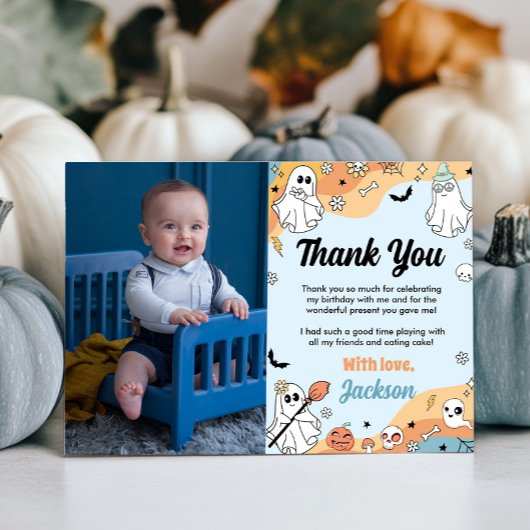 Groovy spook verjaardag foto dank je kaart