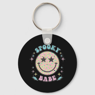 Groovy Spooky Babe Face Happy Halloween Costume Re Sleutelhanger