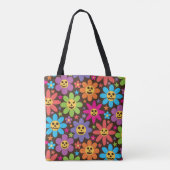 Groovy Spooky Flowers Gepersonaliseerde Halloween Tote Bag (Achterkant)