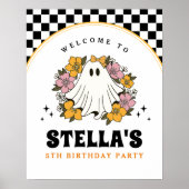 Groovy Spooky Girl Halloween Birthday Welcome Sign Poster (Voorkant)