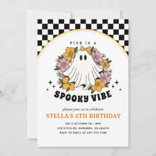 Groovy Spooky Girl Halloween Verjaardag Uitnodigin Kaart