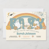 Groovy Spooky Halloween Ghost Boy Baby shower Kaart (Voorkant)