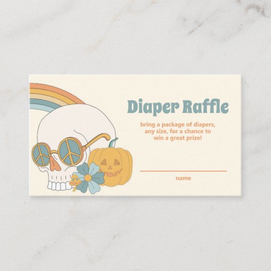 Groovy Spooky Halloween Ghost Boy Luier Raffle Informatiekaartje (Voorkant)