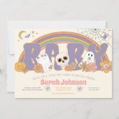 Groovy Spooky Halloween Ghost Girl Baby shower Kaart (Voorkant)