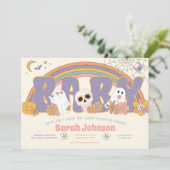 Groovy Spooky Halloween Ghost Girl Baby shower Kaart (Staand voorkant)